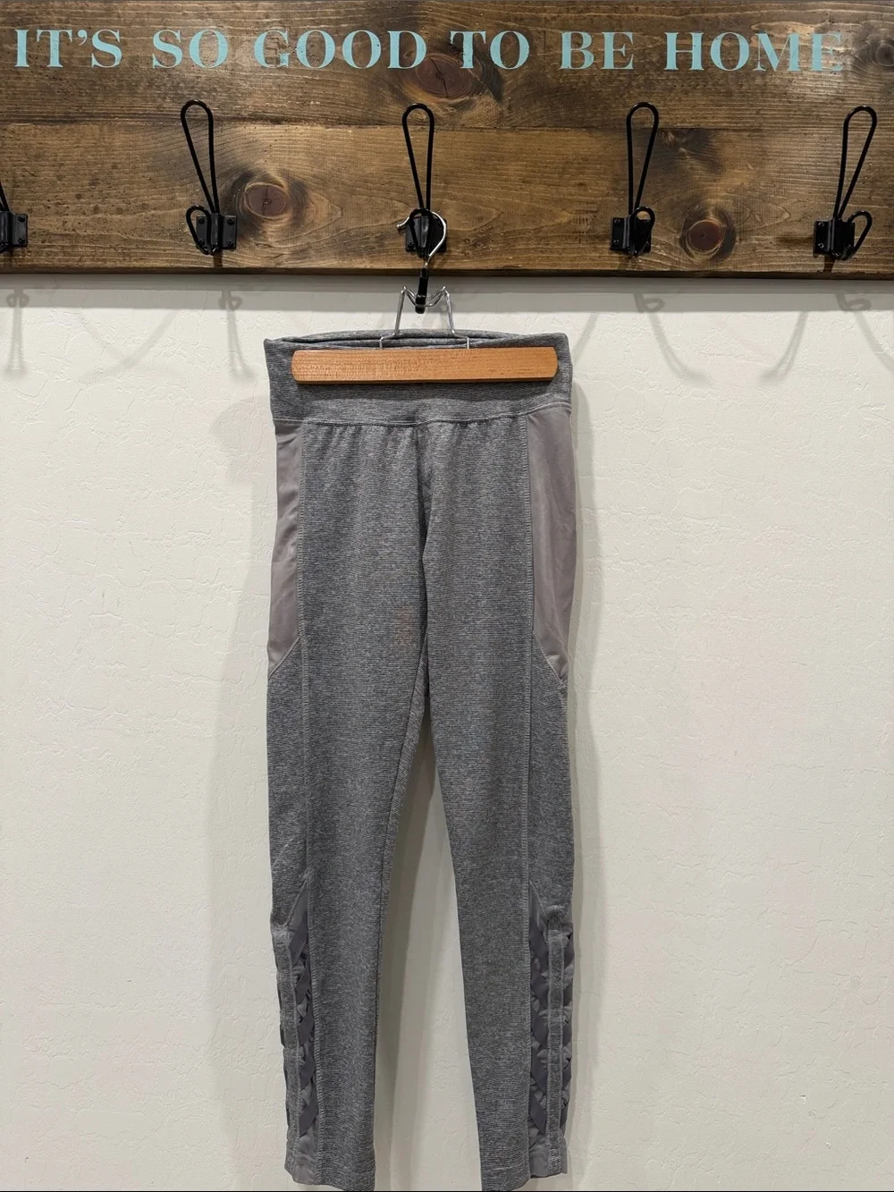 Justice Gray Girls' Athletic Leggings with Side Panels and Ladder Trim